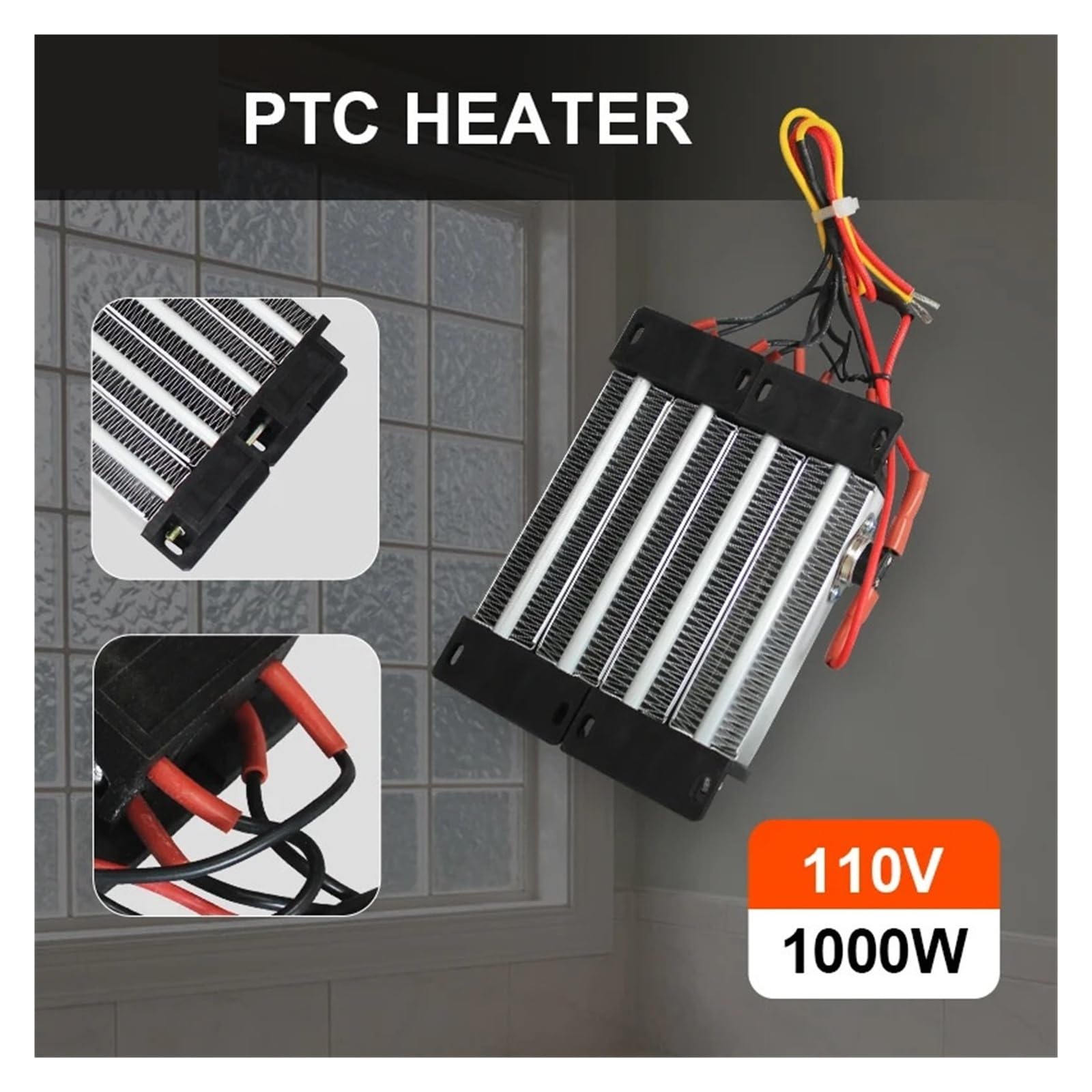 Calentador de aire de cerámica PTC aislado 110V 1000W, elemento calefactor 96A4