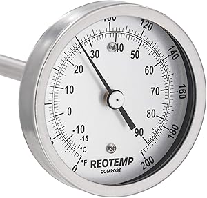 REOTEMP Heavy Duty Compost Thermometer - Fahrenheit and Celsius (36 Inch Stem), Made in The USA