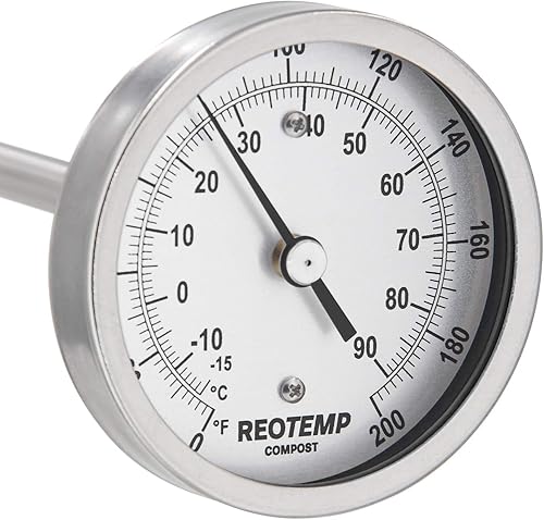REOTEMP Termómetro de compostaje súper resistente con respuesta rápida, Fahrenheit y Celsius (vástago de 36 pulgadas), fabricado en los Estados