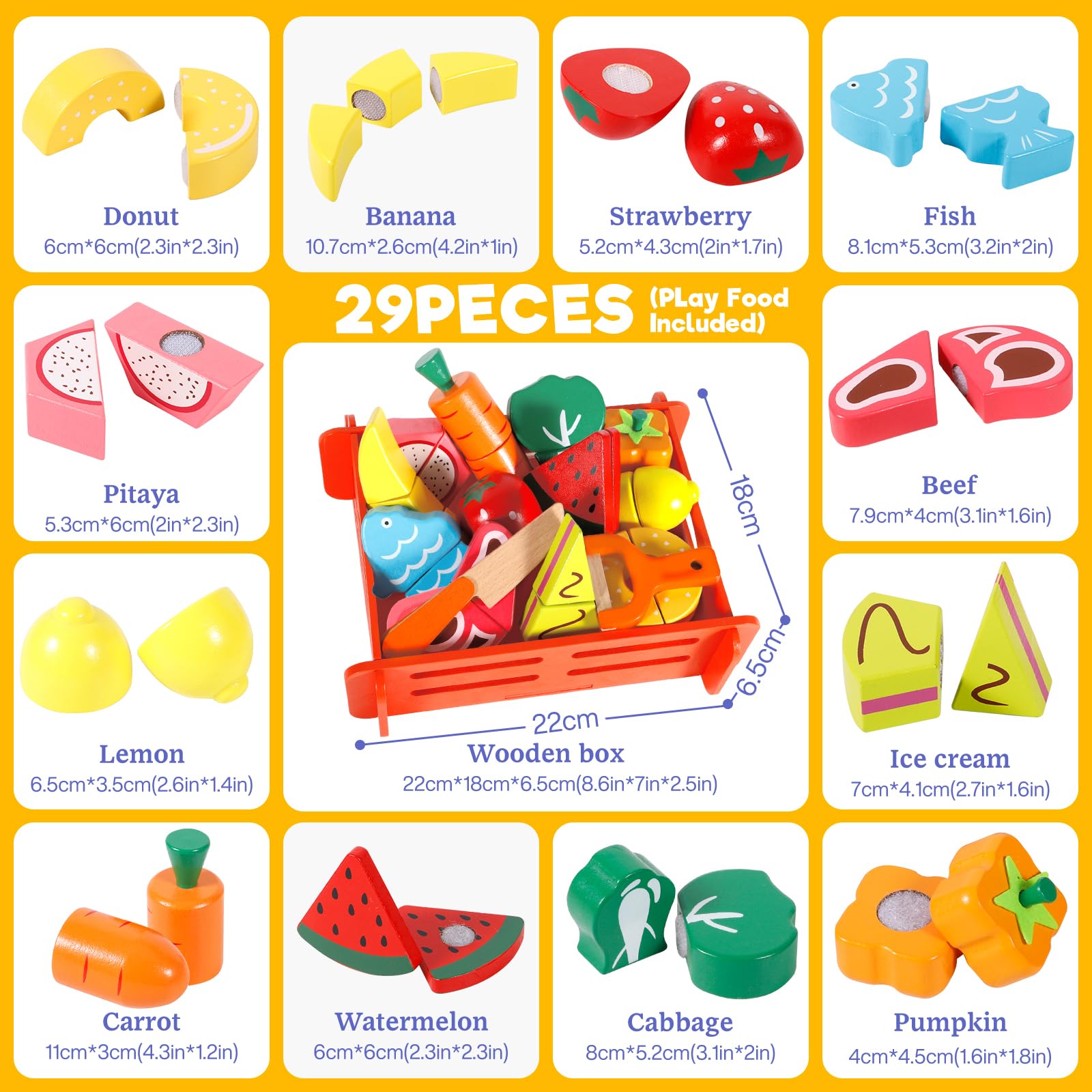 SOIMISS Jouet Fruits Et Légumes à Découper – 21 Pièces Avec Panier Et Sons – Éducatif Développement Intellectuel Pour Enfants