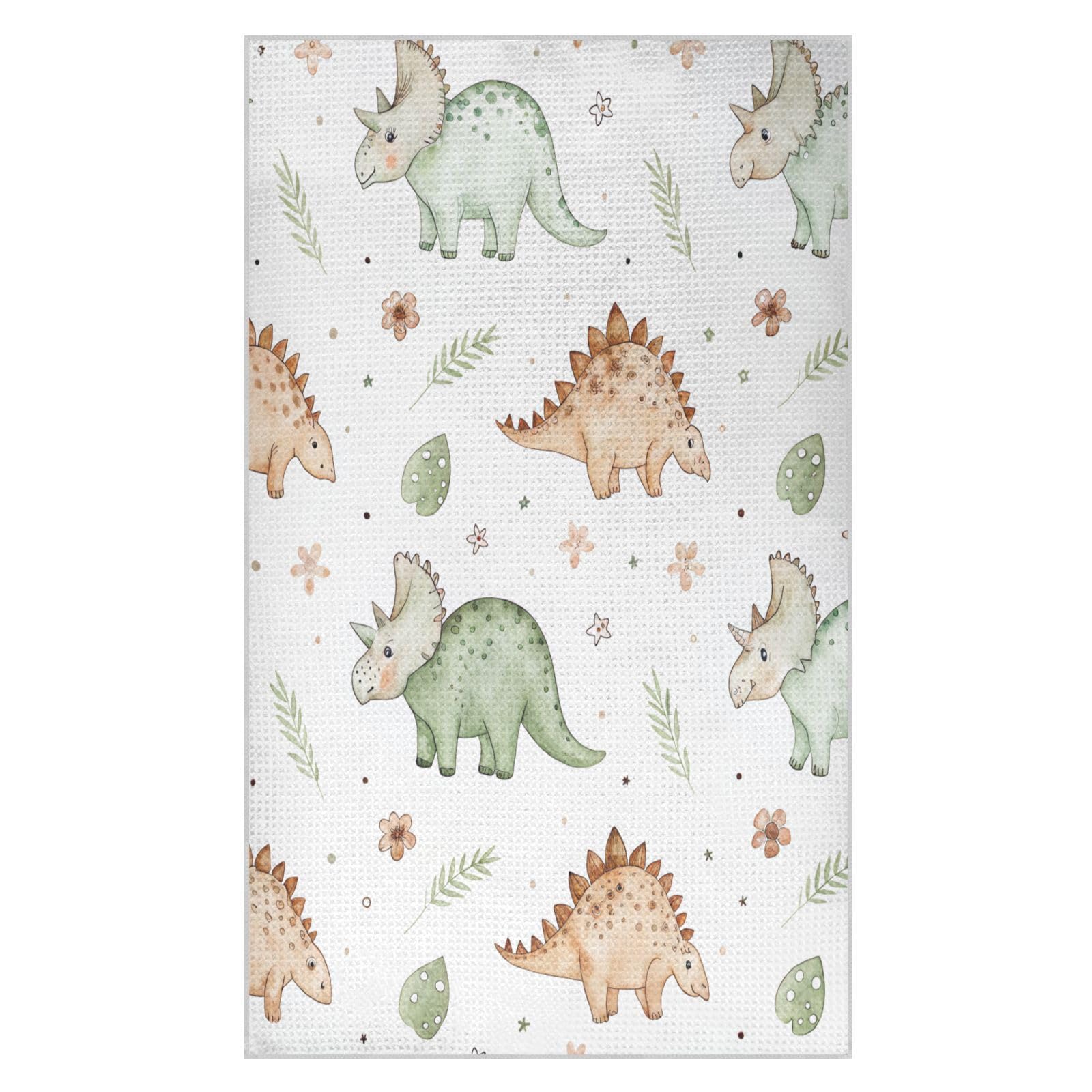 BURSTDDY Cartoon Dinosaur Kitchen Towels,Absorbent Dish Towels 1 Pack