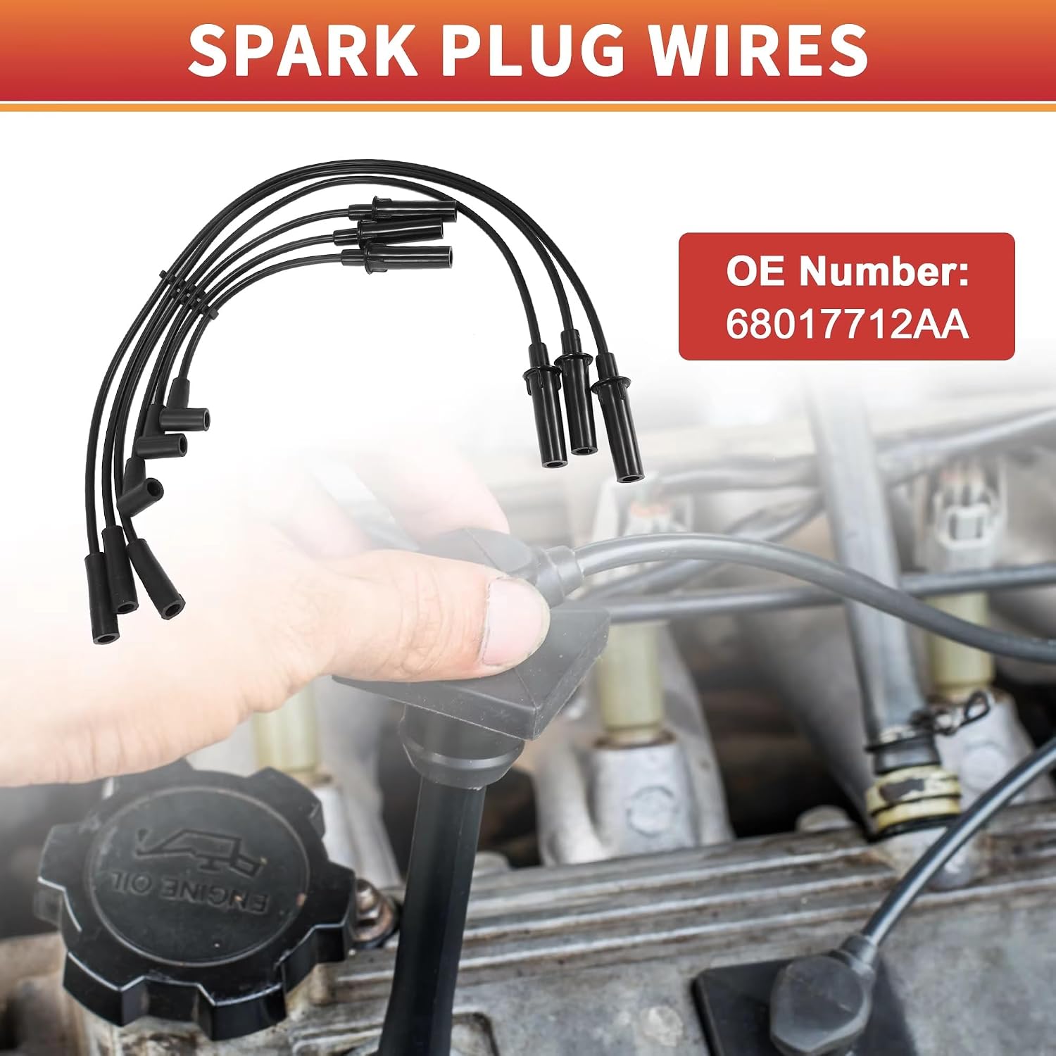 Ignition leads Compatible With Jeep For Wrangler JL V6 3.8L 2007-2011 68017712AA Spark Plug Wire Ignition Coil Cable