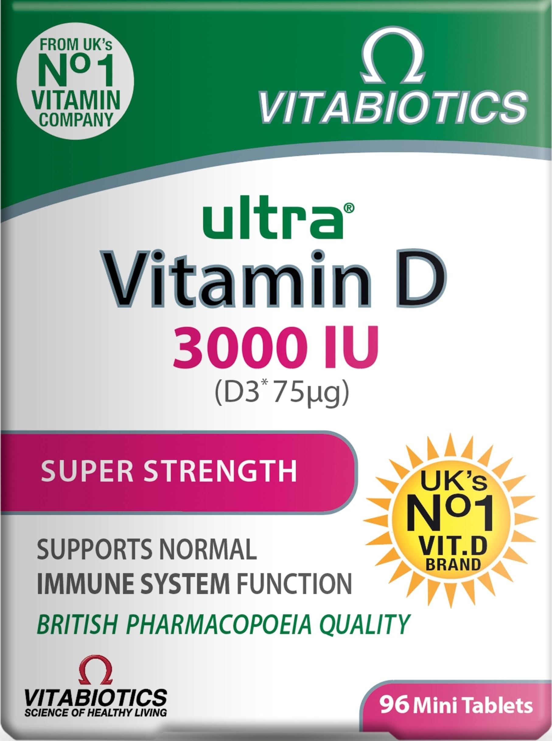 Vitabiotics - Ultra Vitamin D - 3000IU - 96 Tablets Supports Immune System