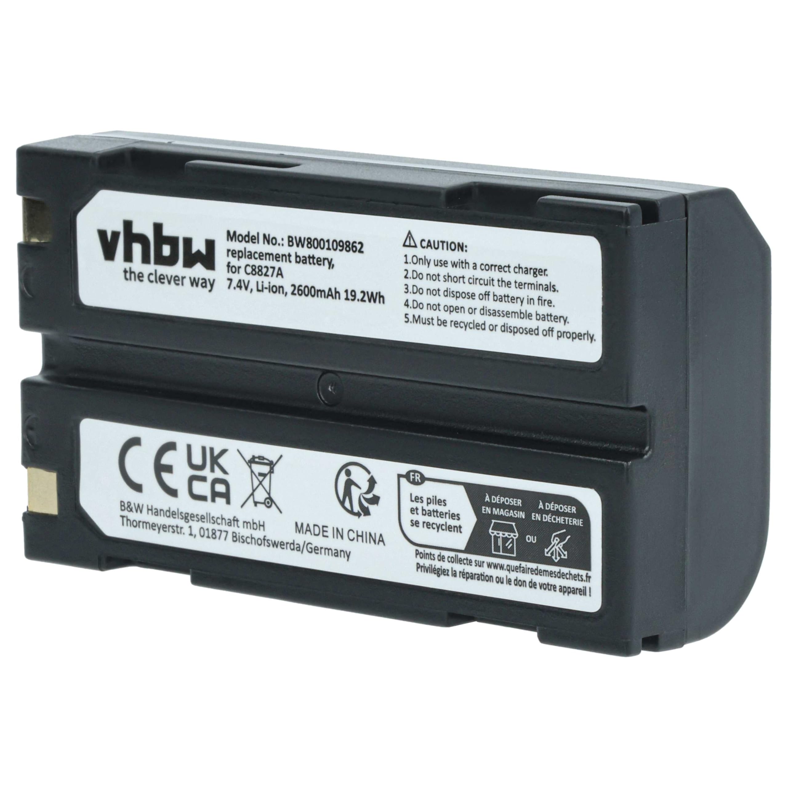vhbw 3 x akumulator kompatybilny z Trimble 38403, 29518, 5800, 5700, 92600, 5700, 54344, 52030, 46607 (2600 mAh, 7,4 V, Li-Ion)