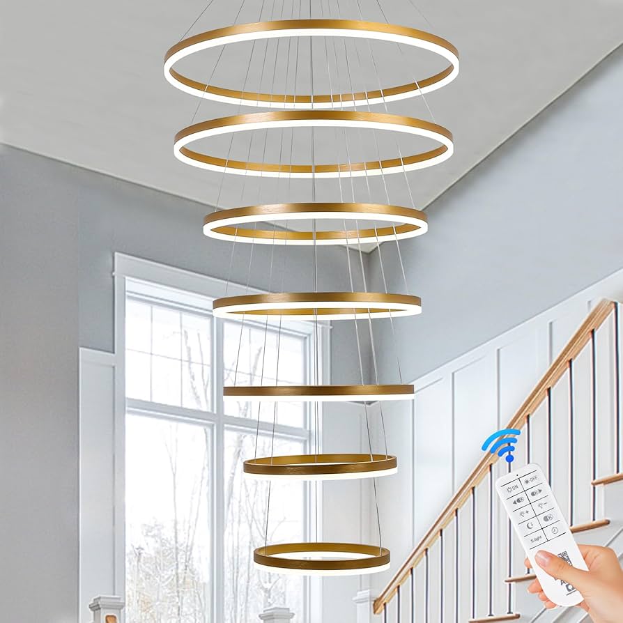 XGZL·LIGHTING 7-Rings Modern LED Chandelier Gold D31.5