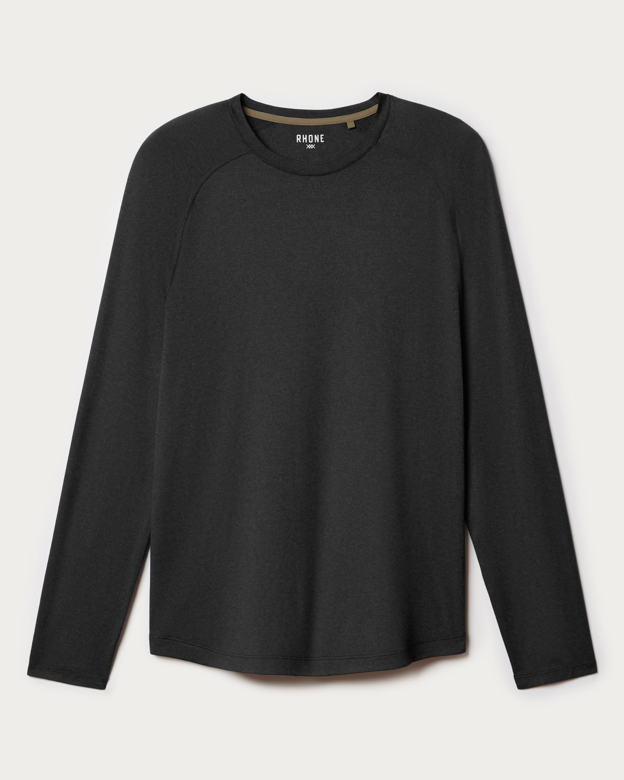Rhone Atmosphere Long Sleeve Tee - Ultra-Soft Everyday Mens Shirts, Lightweight, Moisture-Wicking, Anti-Odor (True Black Heather, Large)