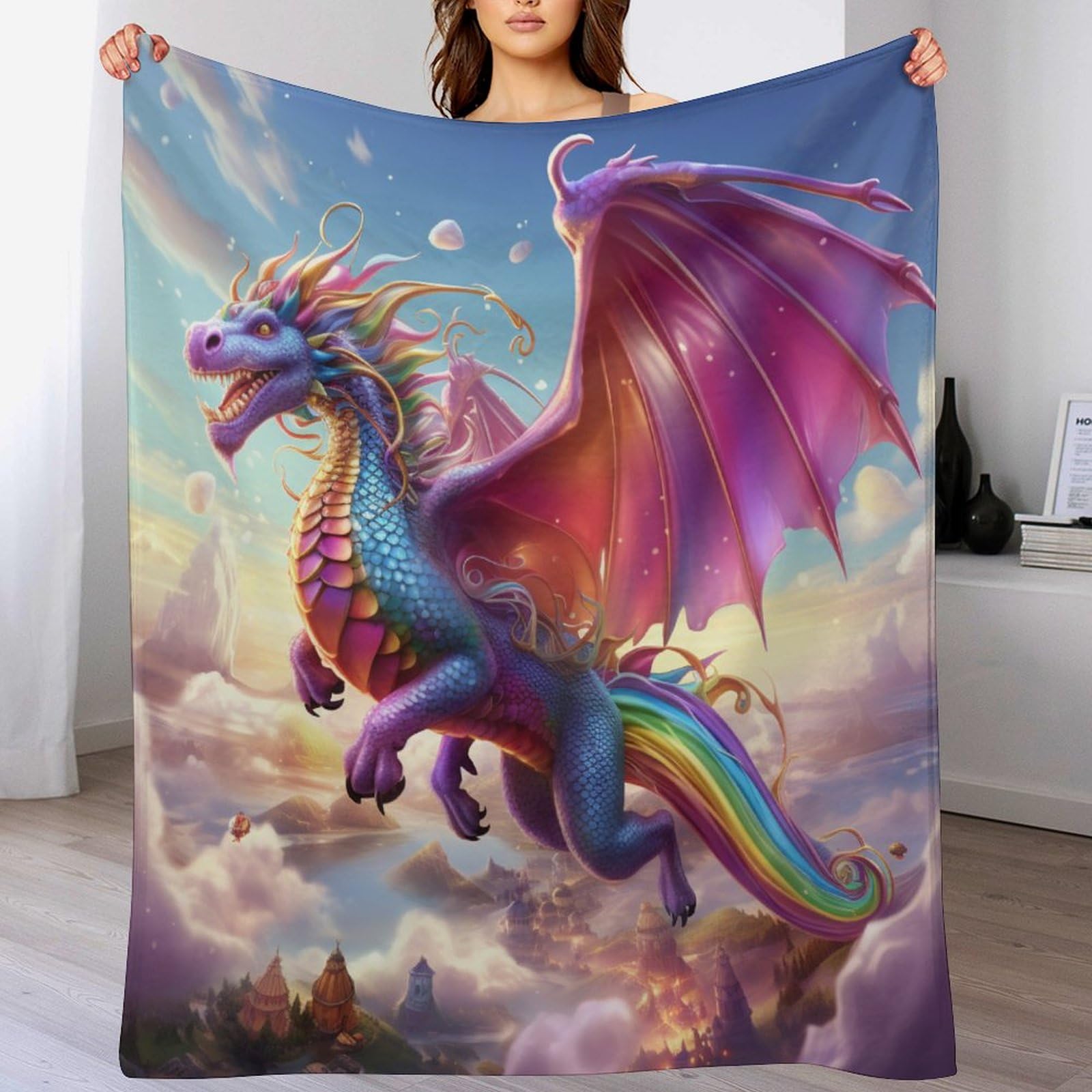 Couvertures de canapé chaude dragon plaid polaire douce toutes saisons en flannel