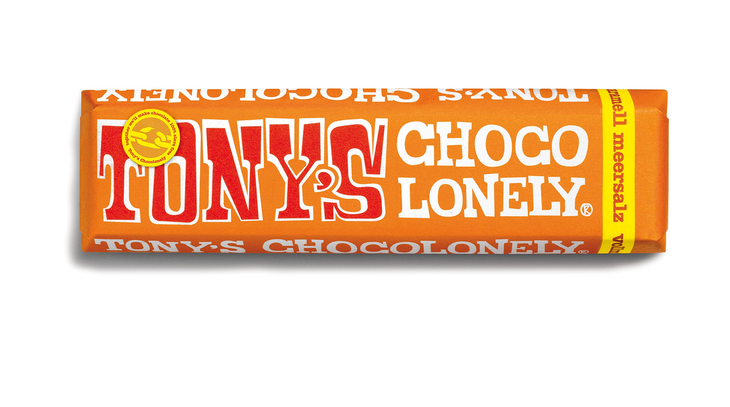 TONY'S CHOCOLONELY - Vollmilchschokolade mit Karamell & Meersalz 35 x 47 g Riegel. Fairtrade Schokoriegel mit Karamellstückchen & Meersalz, ideal für unterwegs. Ohne Palmöl, hergestellt in Belgien