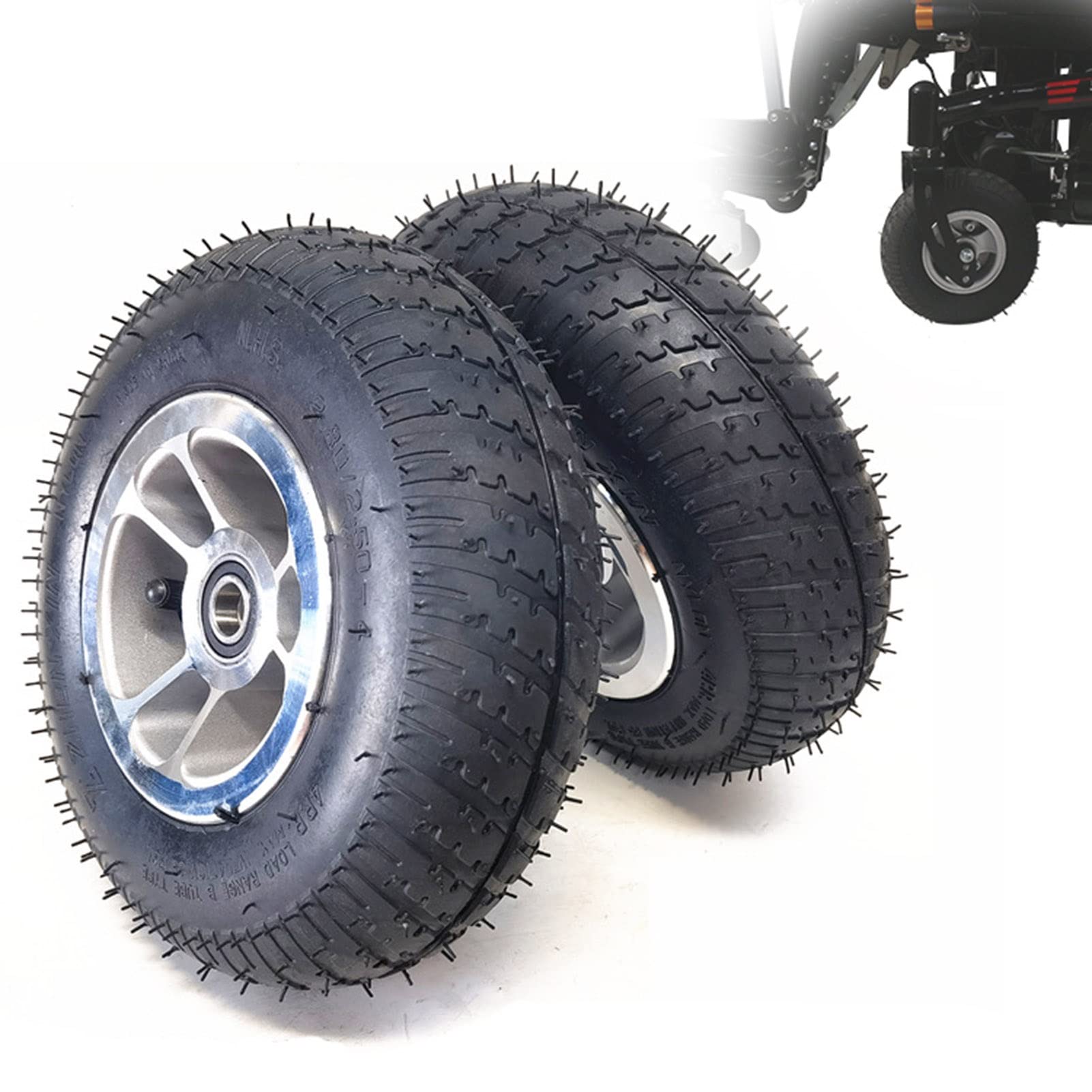 Conjunto de Neumático Antideslizante de 9 Pulgadas (2), Ruedas Delanteras para Silla de Ruedas/Black/9In