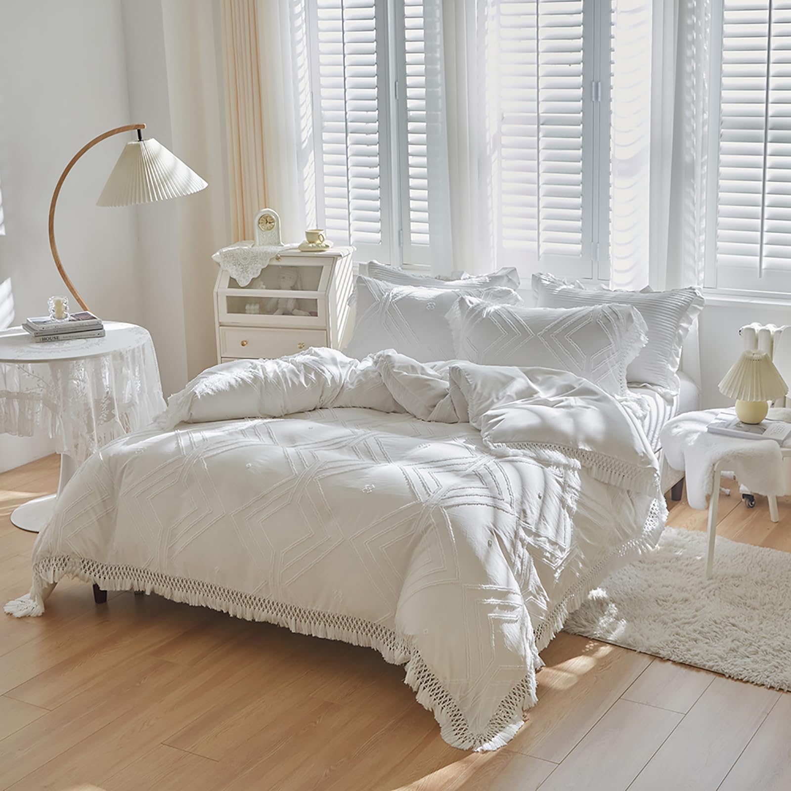 Housse de couette bohème chic en macramé pour chambre vintage