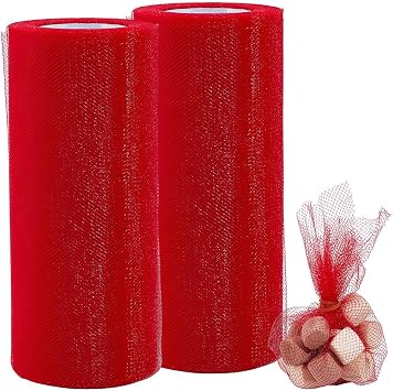 GORGECRAFT 150 Feet 2 Rolls Spawn Net Mesh 6 Inch Wide Red Polyester Soft Sac Netting Sack Tulle Fishing Catfish Bait Holder Accessories for Roe Bags Fishing Equipment Skirt Making