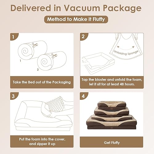 Miniatura 7 de EHEYCIGA Cama ortopédica para perros de tamaño grande, 36 x 27 x 7 pulgadas, cama grande de espuma viscoelástica con lados, forro impermeable y