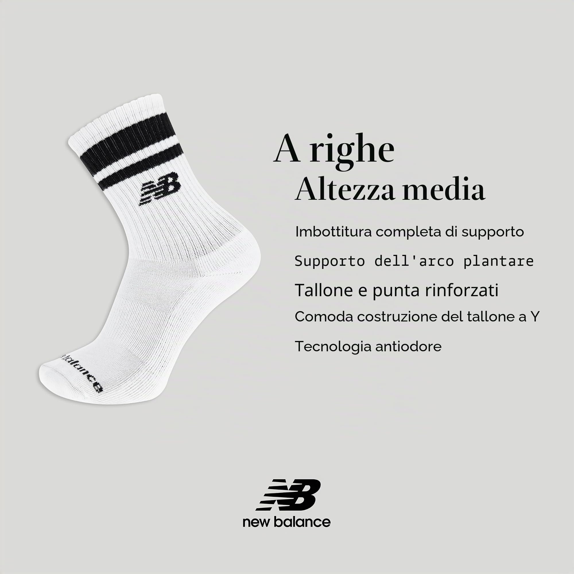 New Balance Organic Cotton Crew Socks - 3 Pairs - Arch Support SPORT ESSENTIALS CREW SOC Unisex - Adulto