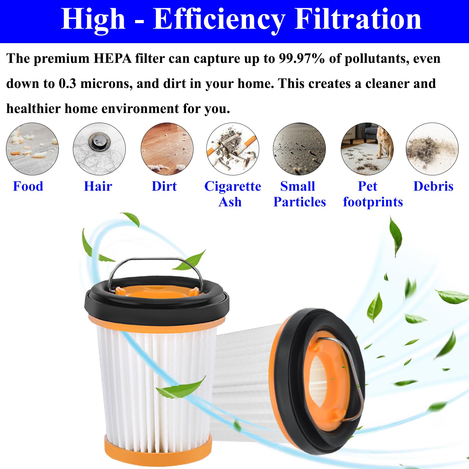 WV201 Ersatzfilter für Shark Wandvac Ion W1 S87 Handstaubsaugerfilter, Ersatz WV200, WV201, WV205, WV201BK, WV220, vergleichbar mit Teilenummer XHFWV200, 8 Filter und 1 Reinigungsbürste