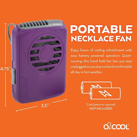 O2COOL Deluxe Hands-Free Wearable Necklace Fan Random Colors 2-Pack | Yes