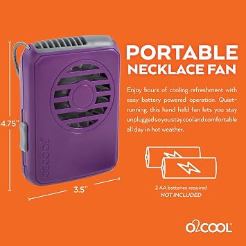 O2COOL Deluxe Hands-Free Wearable Necklace Fan Random Colors 2-Pack | Yes