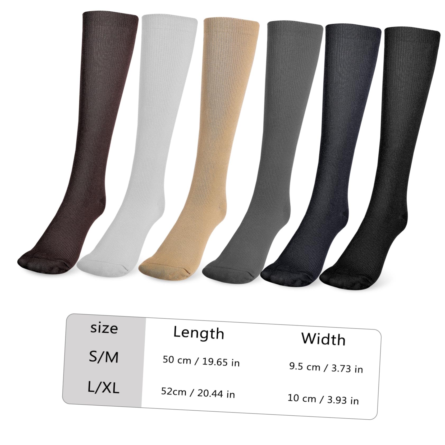 HOODANCOS 6Pairs Unisex Compression Sports Socks Thigh High Athletic Stockings S Breathable Sweat Absorbing for Athletes Travelers Comfortable Fit for All Day Wear