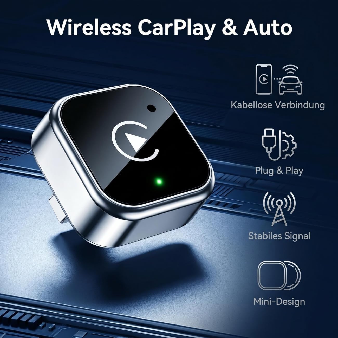 2 in 1 Wireless CarPlay Adapter, 5,8GHz Wi-Fi Niedrige Latenz, Stabile Verbindung für Verkabelte Werksautos