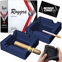 roygra Ash Tray Outdoors 2 Pack, Cigar Outdoor Ashtray for Patio Decor, Cigar Smoking Accessories for Men, Ashtray for Outside Patio with 4 Holder, Ashtrays for Smokers Indoor, Men Cigars to Smoke