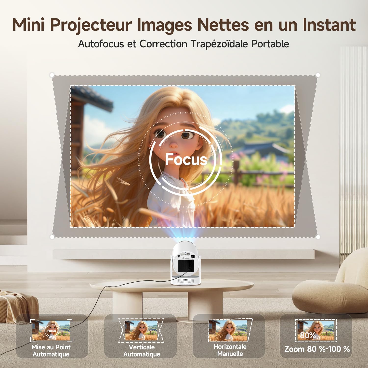 【Mise au Point Automatique 】 Videoprojecteur 4k Magcubic HY320pro -Projecteur Video Natif 1080p, 400 ANSI, Contraste 10000:1, Wi-FI 6 et Bluetooth 5.4, idéal pour la Maison et Le Bureau