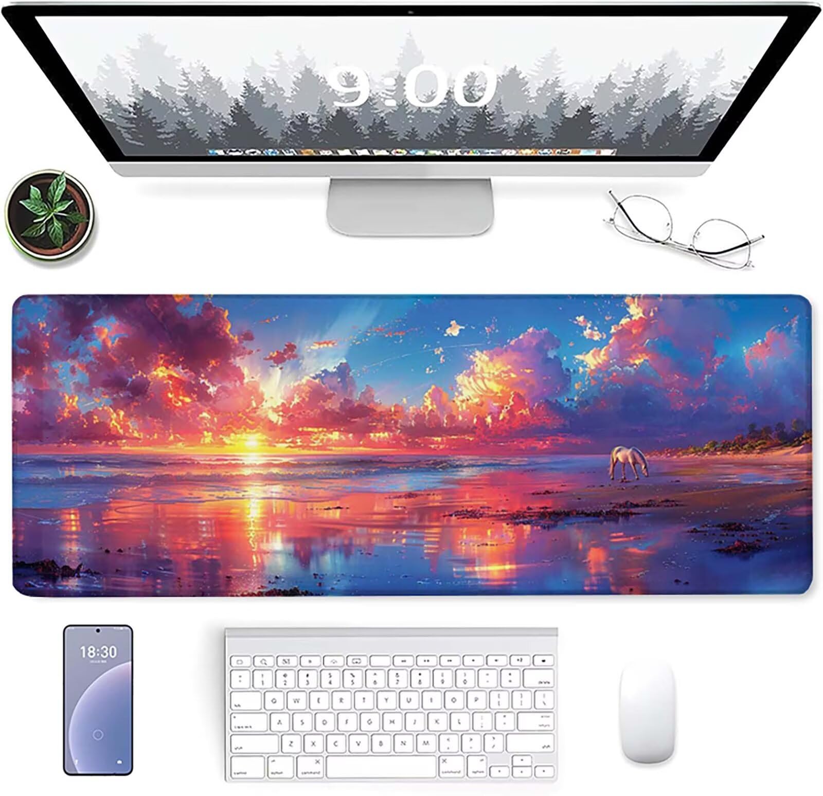 Podkładka pod mysz XXL 1200x600x3mm, kolorowa podkładka pod mysz do gier z antypoślizgową gumową powierzchnią, poprawia precyzję i szybkość, akcesorium biurowe, prezent dla mężczyzn, zachód słońca 9