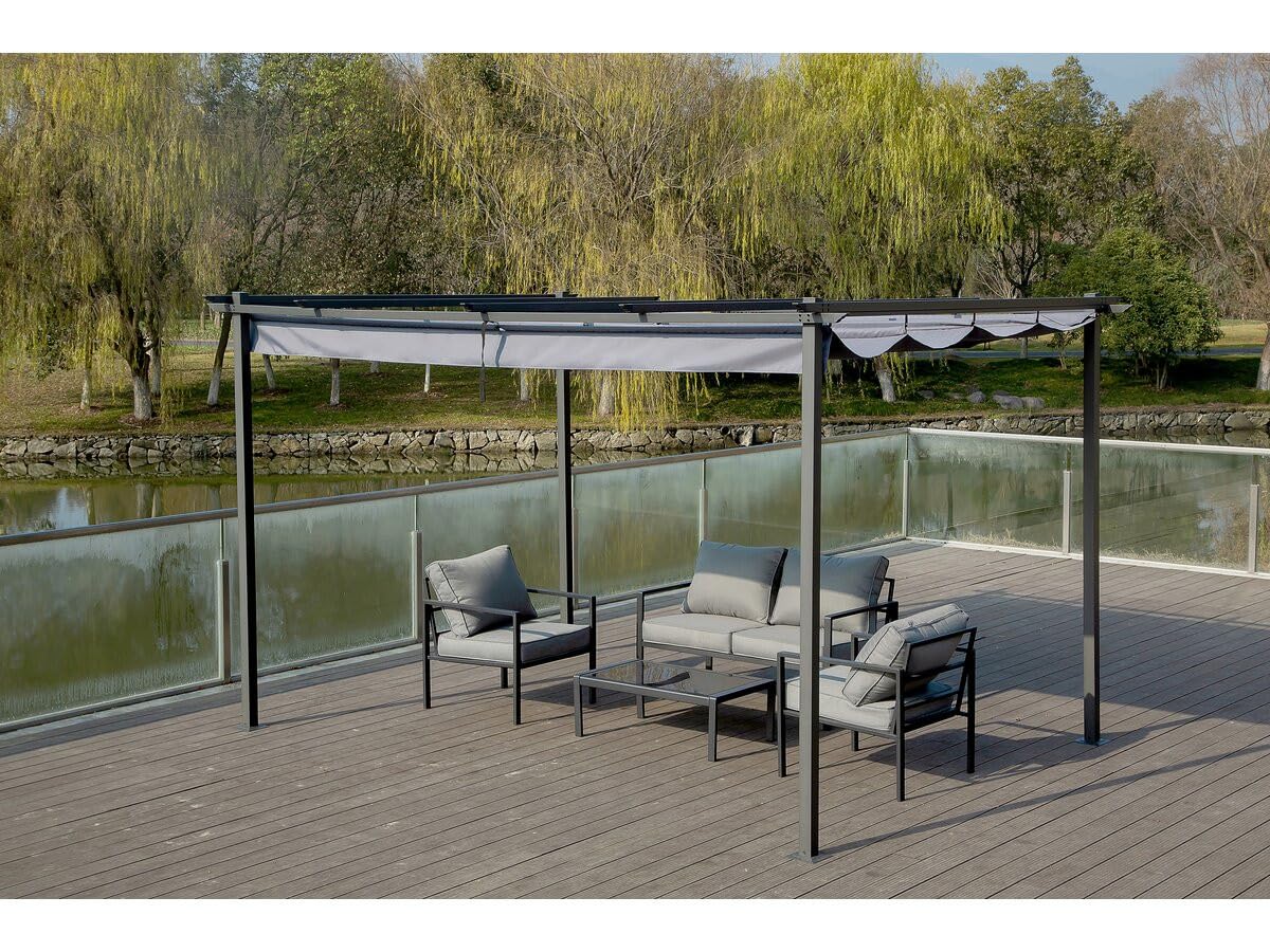 Pergola en métal avec Toit rétractable - 3 x 4 m - Gris Anthracite