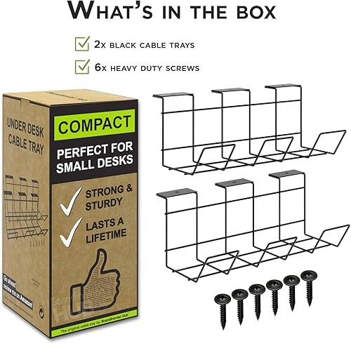 Miniatura 5 de Bandeja compacta para organizar cables debajo del escritorio, organizador de cables para gestión de cables, organizador de cables de escritorio