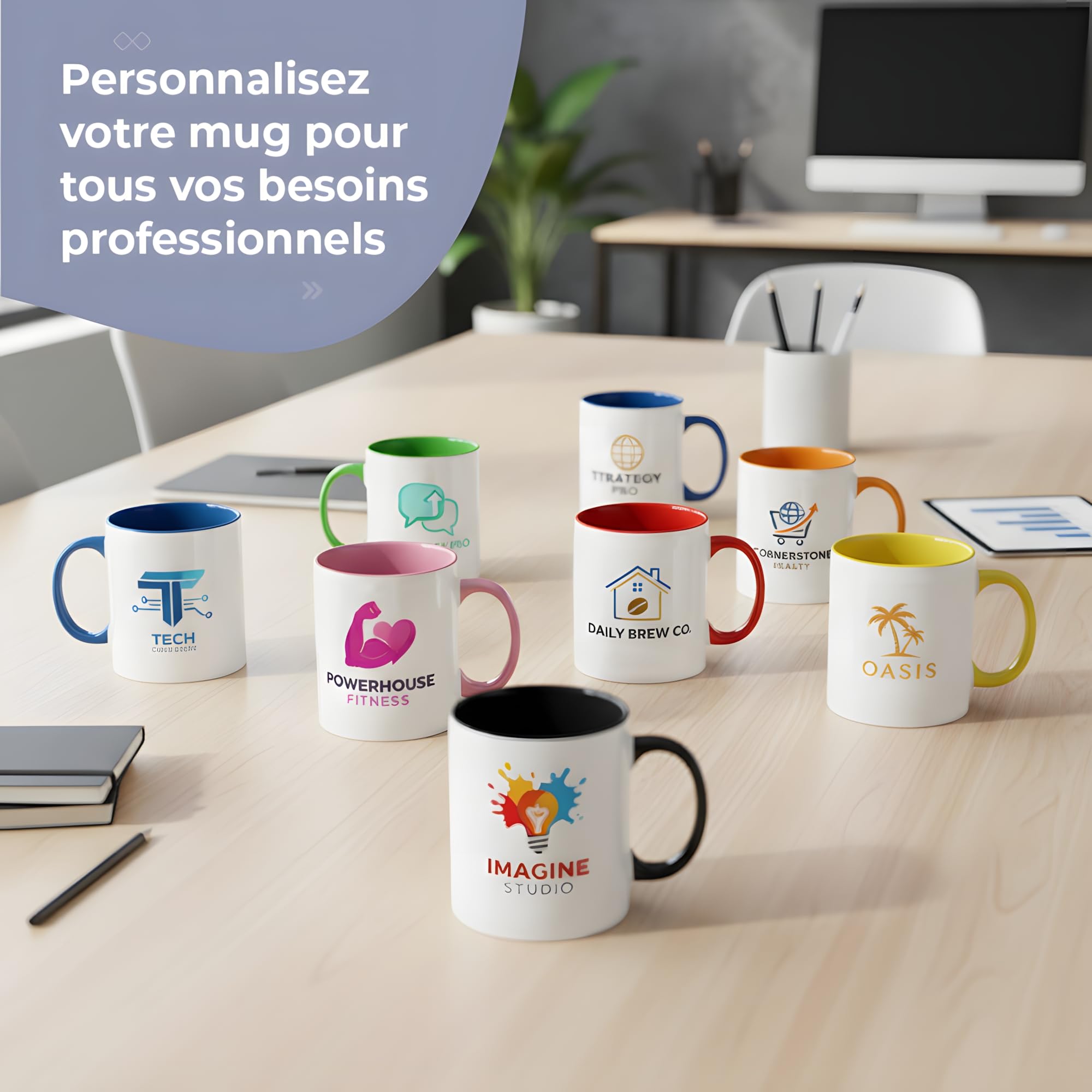 Cimpress Mug Personnalisable Photo Texte, 325 ml, Lot de 10, Orange | Tasse A Cafe Personnalisée Prénom, Tasses d'entreprise avec son propre logo, Cadeau d'Entreprise, Collègue