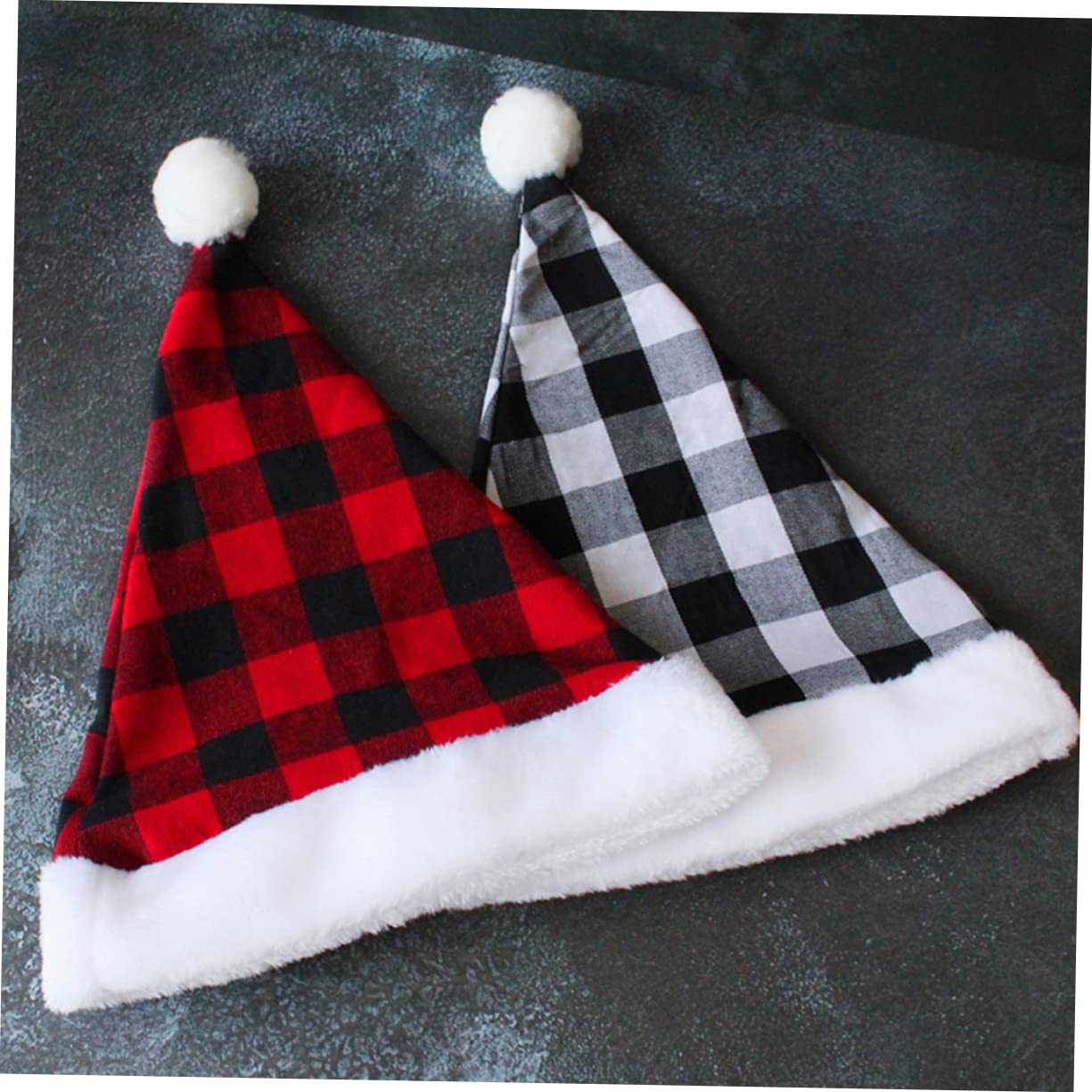 TOPBATHY Plaid Santa Hat Noël Santa Hat Noël Unisexe Chapeau Chapeau Décoratif Chaud Chapeau Chapeaux Décoratif De Noël Chapeau Santa Plaid Cap Noël Santa Décoration Santa Hat Tissu
