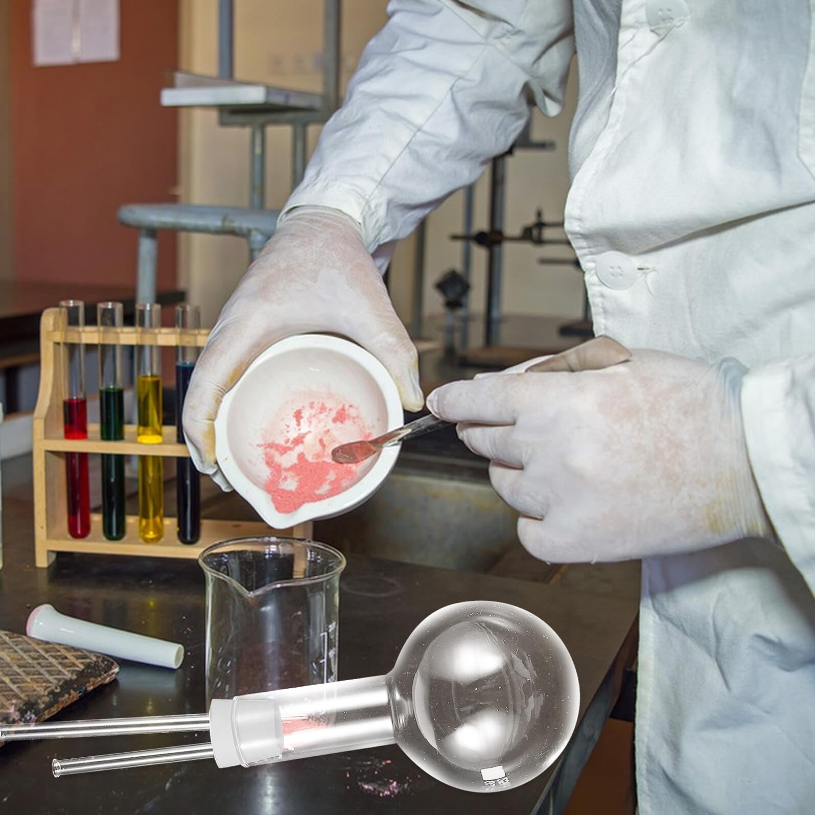 SHINEOFI Kit de Demostración Química para Laboratorio Escolar Dispositivo de Sifón para Aula de Química Material Didáctico para Secundaria Equipo Educativo de Experimentos con Gases