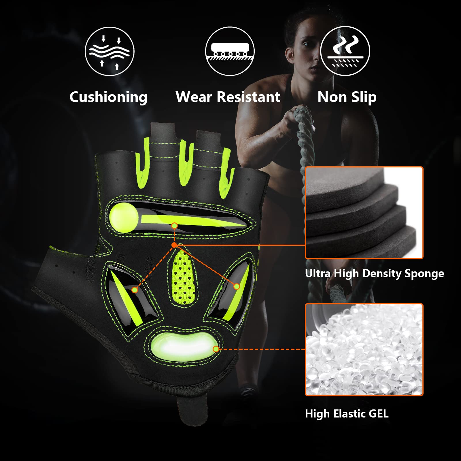 Guantes Bicicleta Montaña,Guantes Ciclismo Verano Medio Dedo para Hombres y Mujeres,Gel a Prueba GolpesTranspirableCómodoAntideslizante Adecuado para MotocicletasBiciMTBGimnasio
