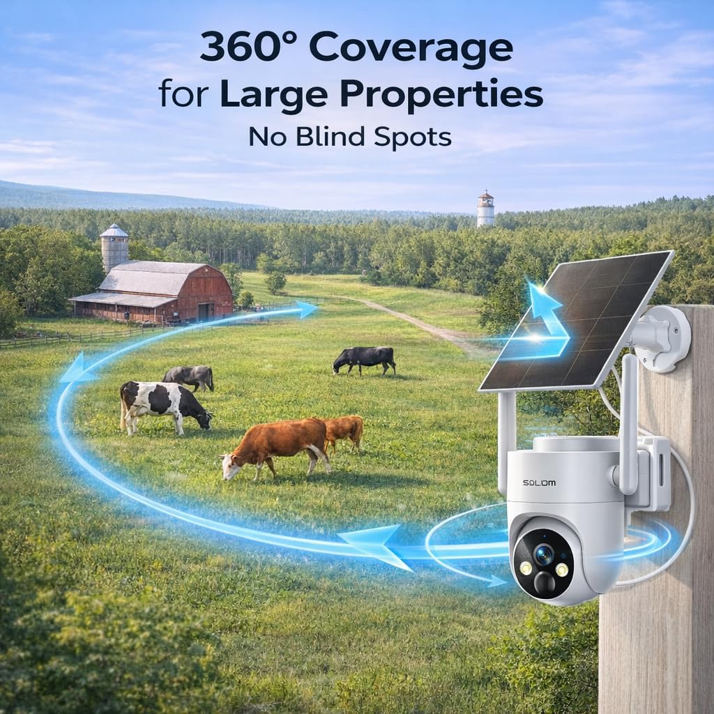 SOLIOM S90 camera providing 360-degree coverage in a rural setting