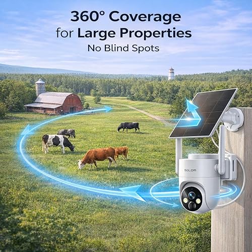 Miniatura 4 de SOLIOM Cámara de seguridad celular 4G LTE, sin cámara de seguridad WiFi para áreas remotas, cámara inalámbrica para exteriores, visión nocturna a