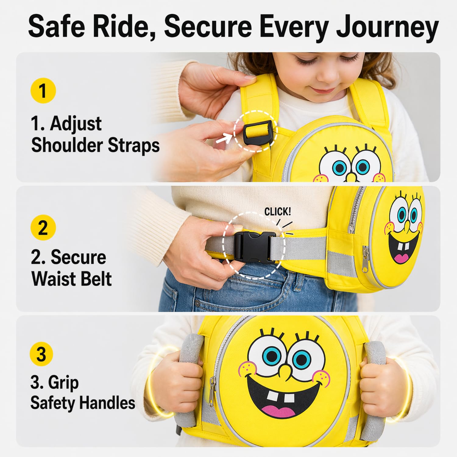 Cinturón de Seguridad Para Motocicleta Eléctrica Arnés de Seguridad Anticaída Para Niños Banda Reflectante Ajustable Arnés de Protección Para Motocicleta Para Niños Adecuado Para Niños de 1 a 12 años
