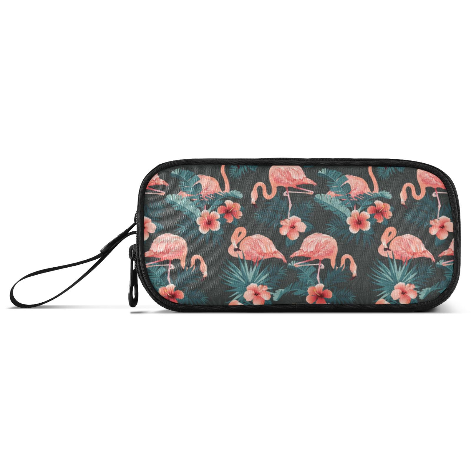 Large Pencil Case, Big Capacity Pencil Bag Pen Pouch Holder 3 Compartments, Flamingo Bird School Office Supplies Stationery Makeup Bag Storage Organizer for Students Girls Boys Women