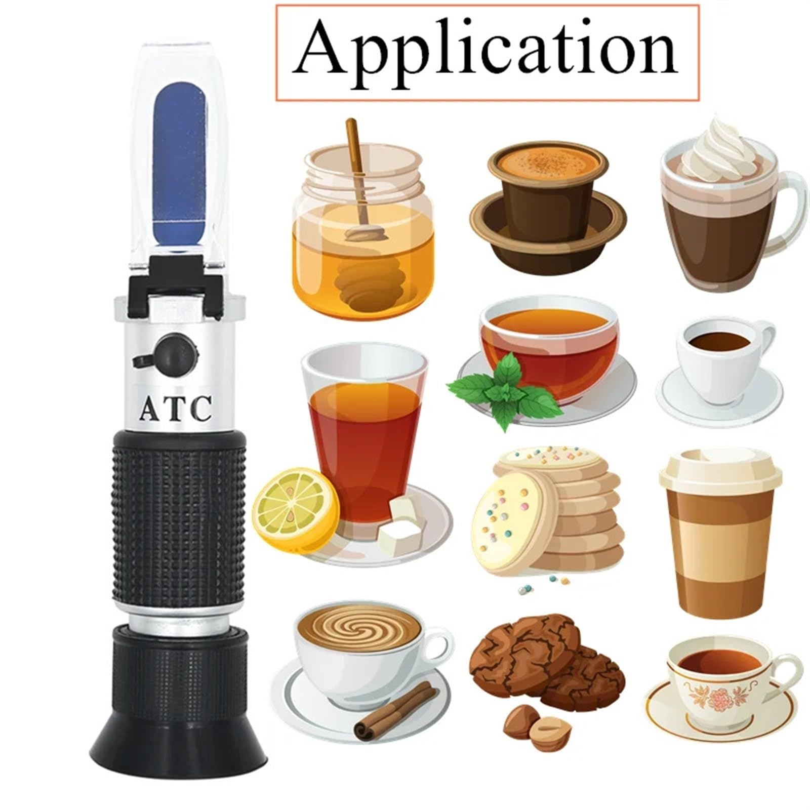 Refraktometer, 0-90% Zucker Brix Refraktometer Lebensmittel Inhalt Saft Flüssigkeit ATC Messung Werkzeug