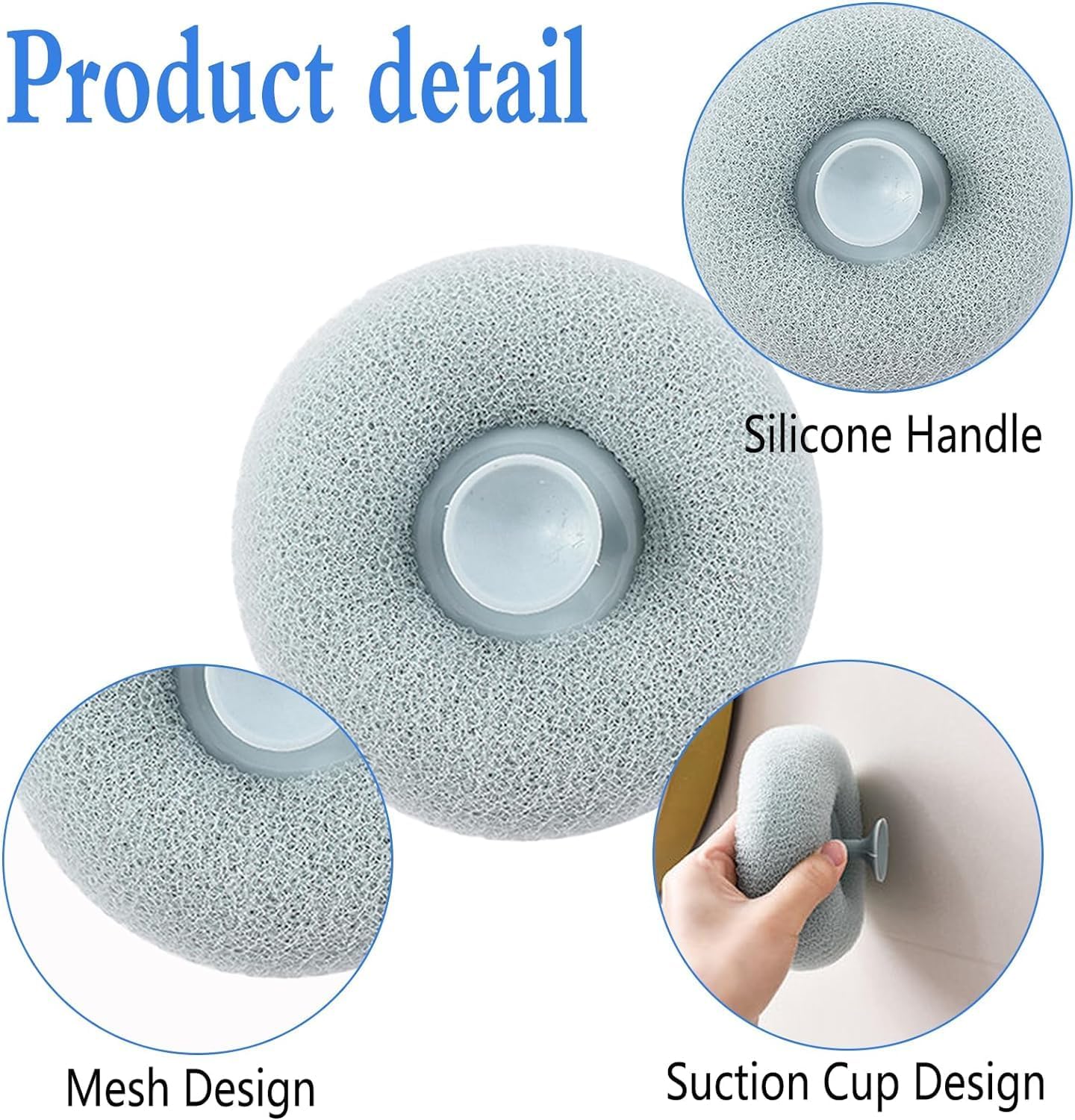 GLITZEN Bath Sponge Cleaning Brush Super Soft Exfoliating Bath Sponge Cleaning Brush, Massage Bath Sponge Ball with Suction Cup for Women Men (Multicolour) (PACK OF 2) 1
