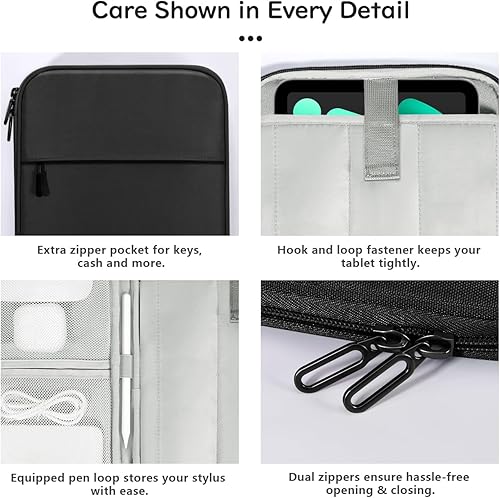 Miniatura 5 de Dadanism Funda acolchada para tablet de 8-9 pulgadas para iPad mini 7ª/6ª 8.3 pulgadas 2024/2021, iPad mini 5/4/3/2/1 7.9 pulgadas, Galaxy Tab A9