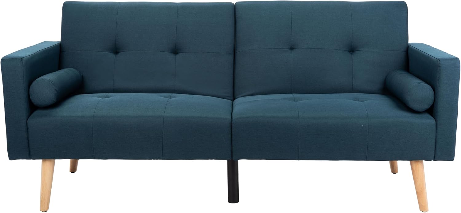 Safavieh Home Murray Modern Navy and Natural Foldable Futon Sofa Bed