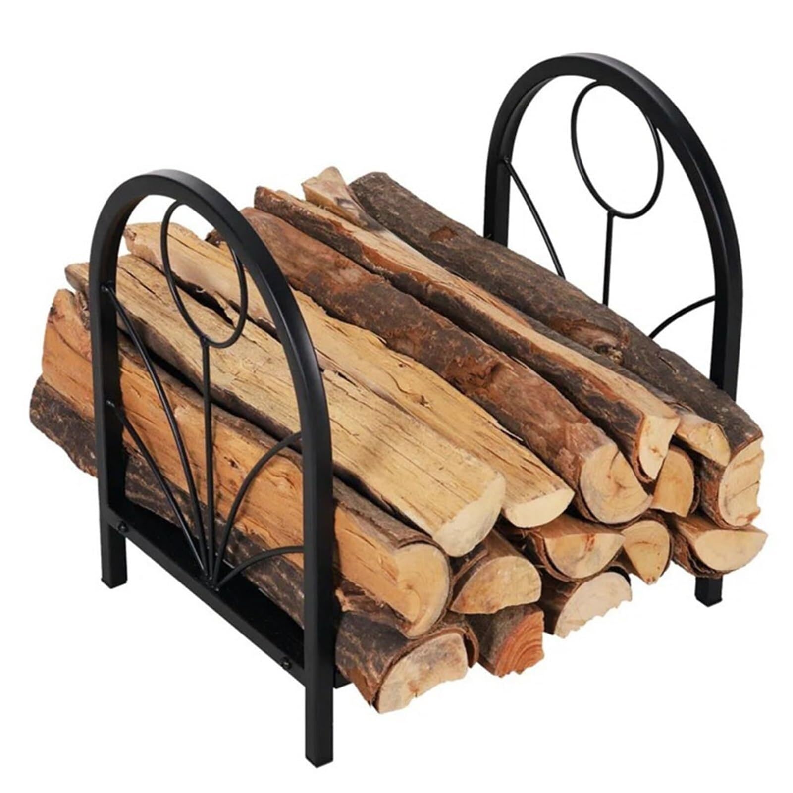 Leñero metálico, para Interiores y Exteriores, para leña de Chimenea, leñero arqueado