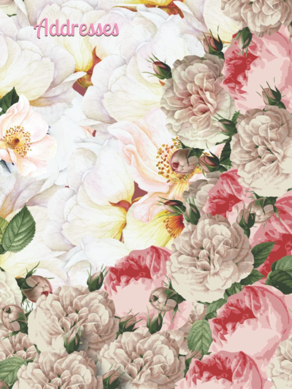 Addresses: Large Address and Password Book Combo with Floral Cover. Alphabetical Organizer for Contacts, Phone, Birthday, Anniversary, Email, Website, Username, Internet Password and Notes.