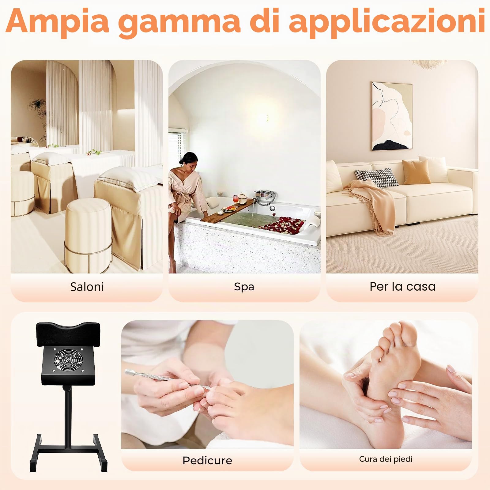 Poggia Piede Pedicure 2 in 1 Poggiapiedi Pedicure Manicure con Catturapolvere Portatile Sgabello per pedicure Sgabello Regolabile 48-68 cm Per La Cura Dei Piedi, Regolabile in Altezza