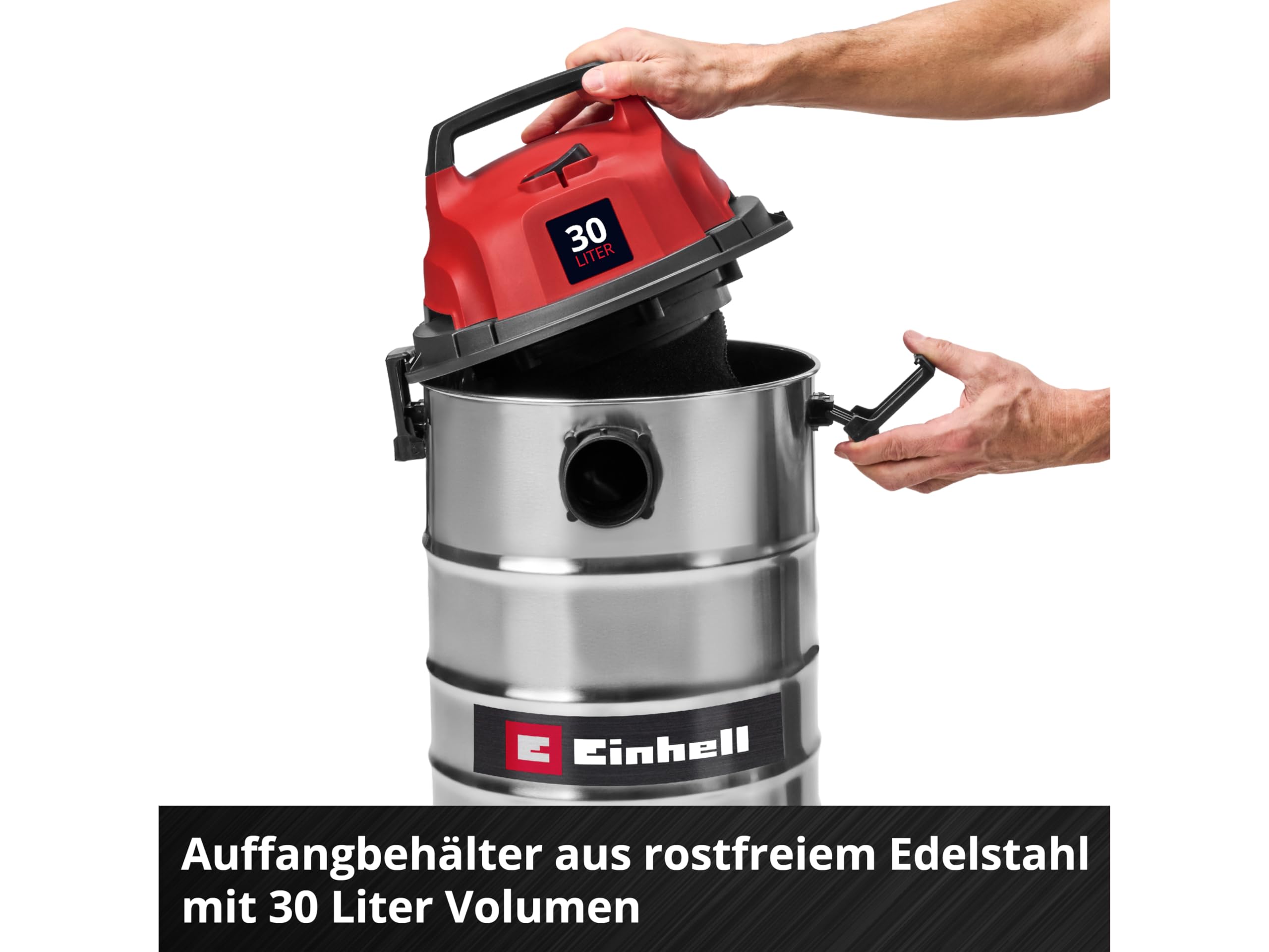 Einhell TC-VC 3055 S odkurzacz na sucho i na mokro (950 W, moc ssania 190 mbar, zbiornik ze stali nierdzewnej 20 l, rolki, uchwyt na akcesoria, w tym różne filtry i dysze)