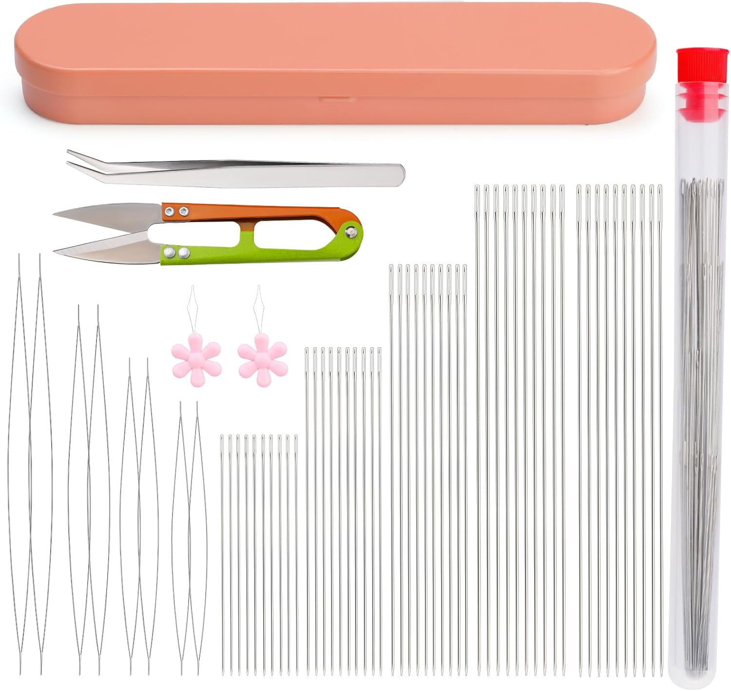 Bupete 58 Pcs Beading Needles,Seed Beads Needles,8 Pcs Open Bead