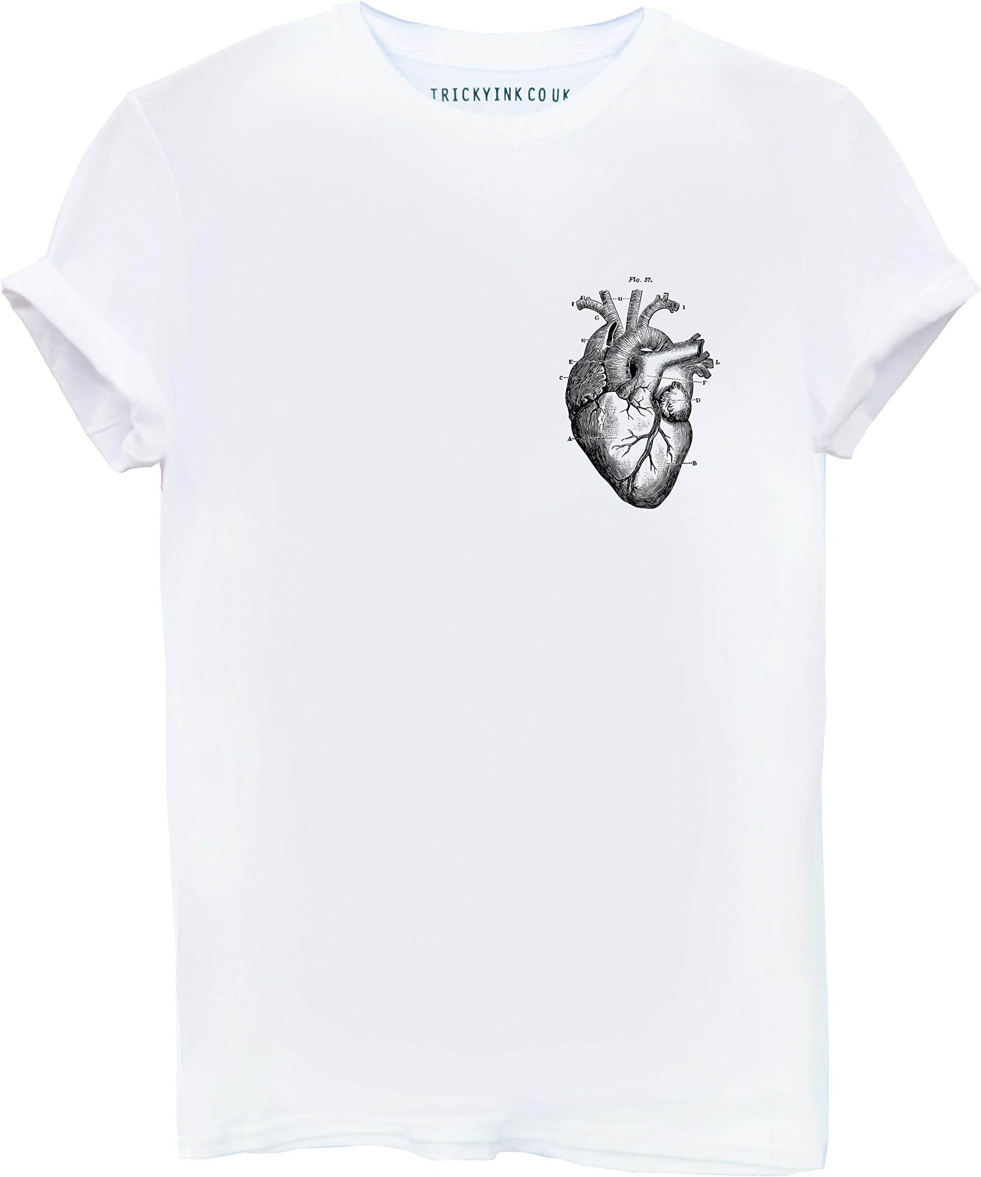 Tricky Ink Anatomical Heart Pocket White T Shirt S M L XL 2XL Blogger Hipster Tumblr Cute Love