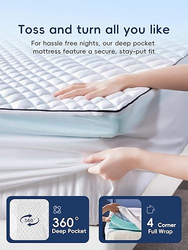 Miniatura 8 de Cubrecolchón de espuma viscoelástica Queen de 3 pulgadas, espuma viscoelástica de gel de doble capa y cubrecolchón Queen para alivio de presión y