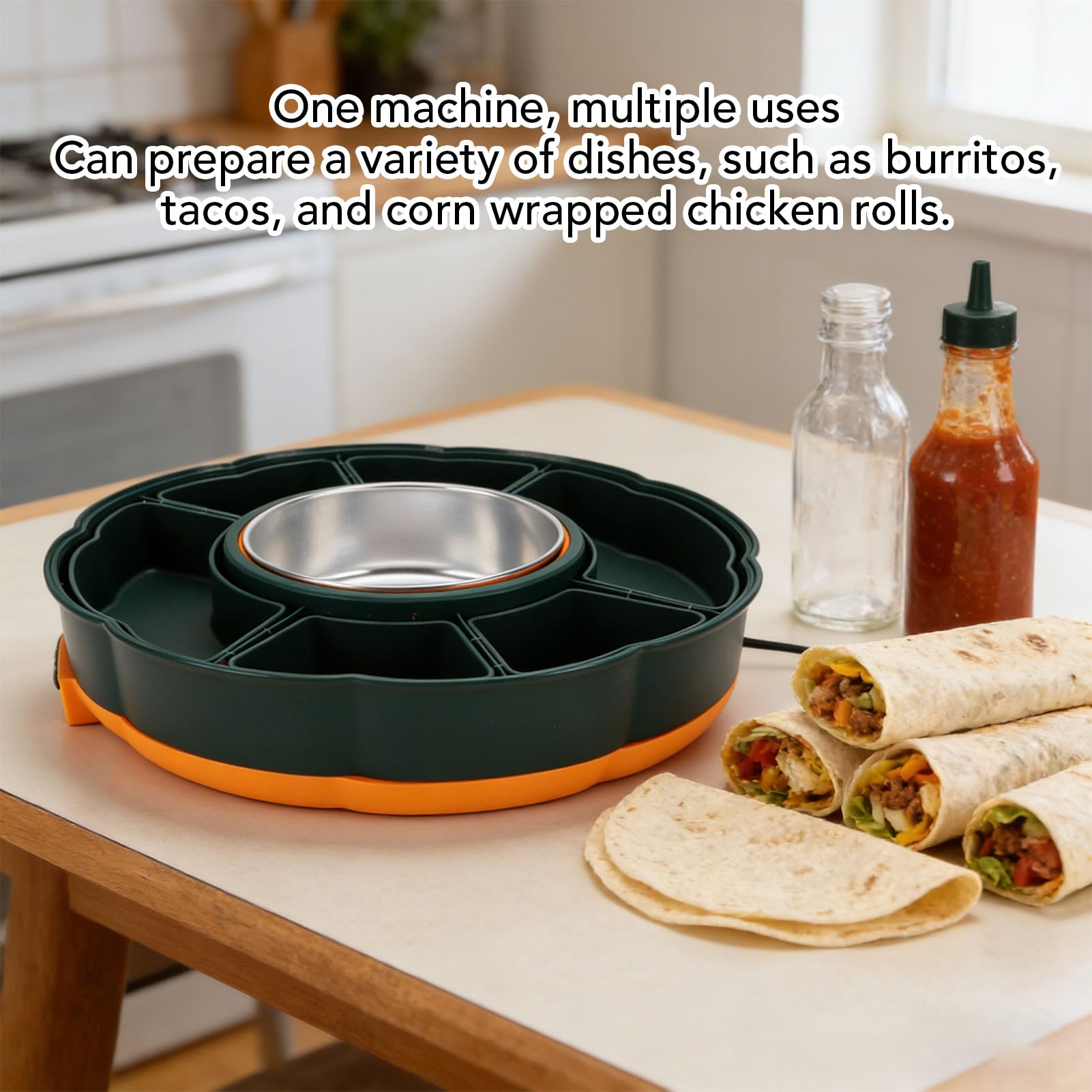 RIZGHWOY Juego de Ollas Eléctricas para Fondue de Chocolate con Bandejas para Servir Juego Giratorio para Servir Tacos con Control Preciso de Temperatura para Reuniones en el Hogar y (Enchufe
