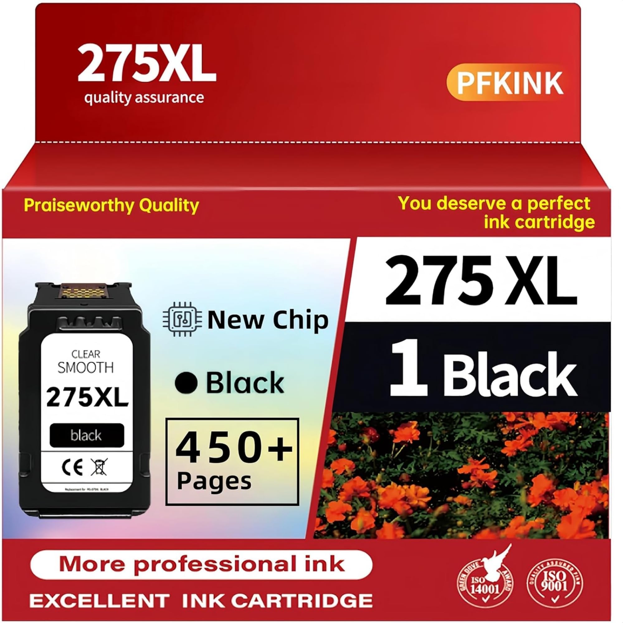 PFKink 275XL Black Ink Cartridge Replacement High Yield for Canon 275XL Black Ink PG-275XL 275XL Works for Canon PIXMA TR4720 TS3720 TS3500 TS3522