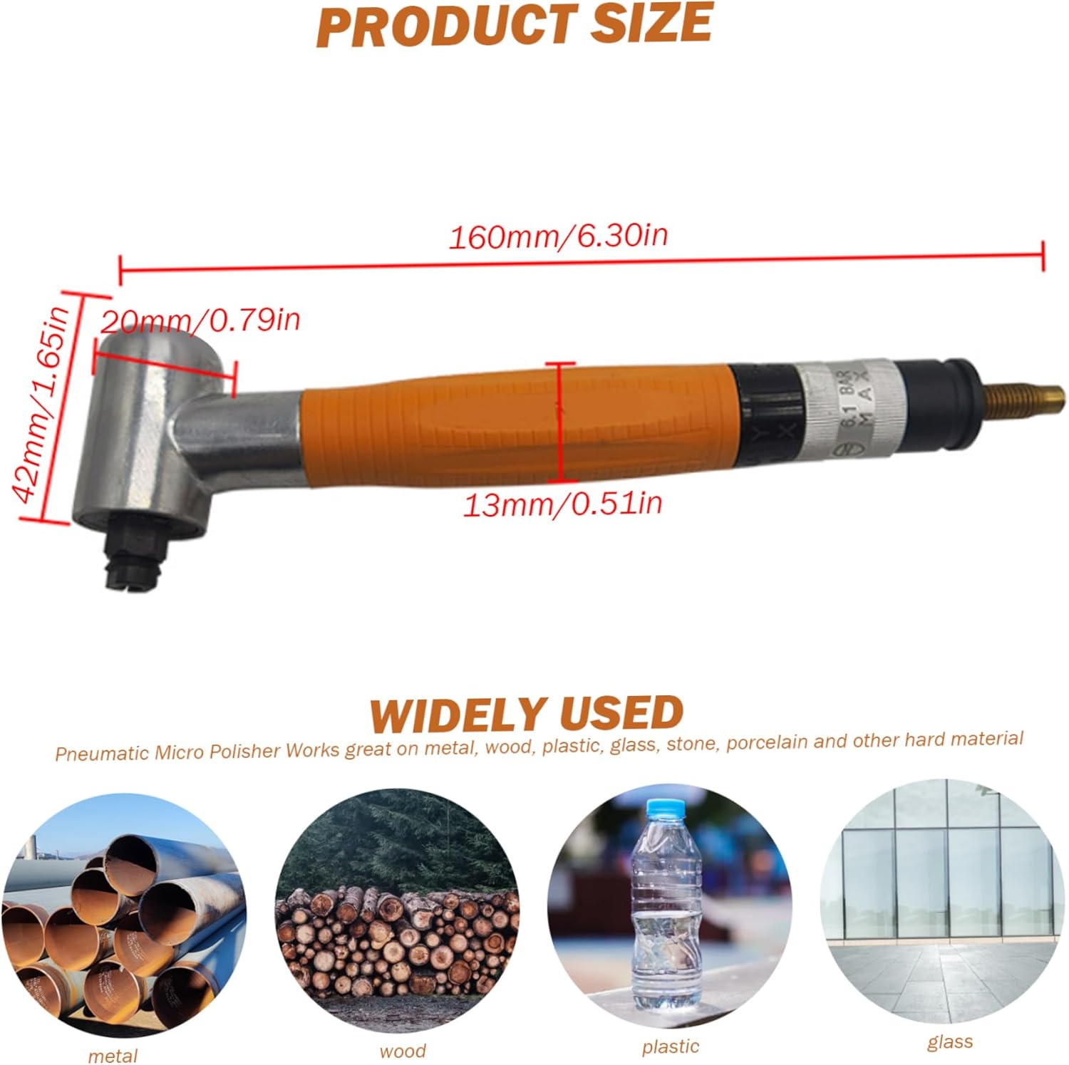 Pneumatic Micro Grinder Angle Air 90 Degree Die Pencil Polisher Tool Accessories Kit Orange