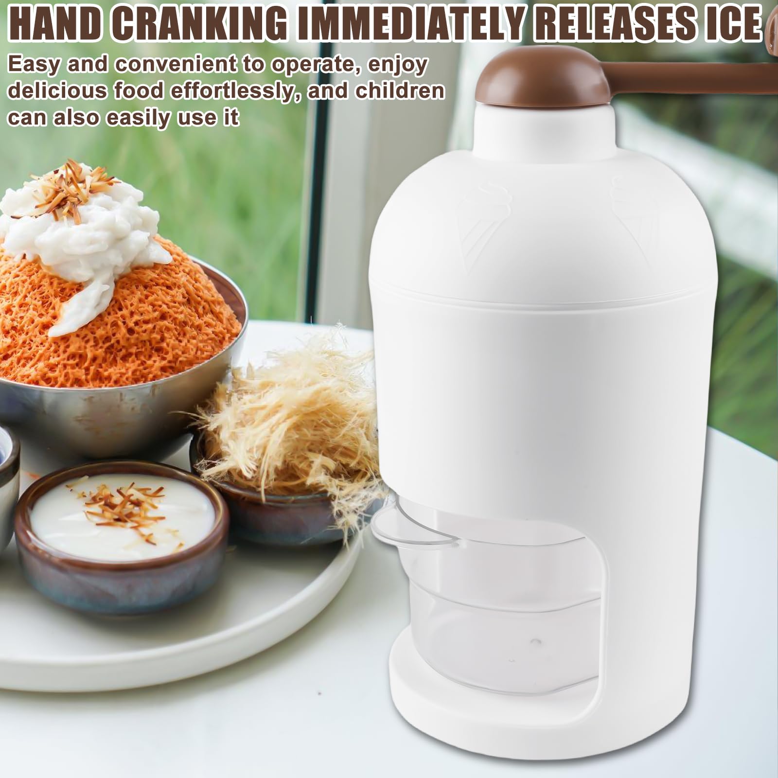 Trituradora de hielo manual, con manivela manual, máquina de granizado y máquina de hielo, trituradora de hielo portátil manual con bandejas de cubitos de hielo, trituradora de hielo para viajes